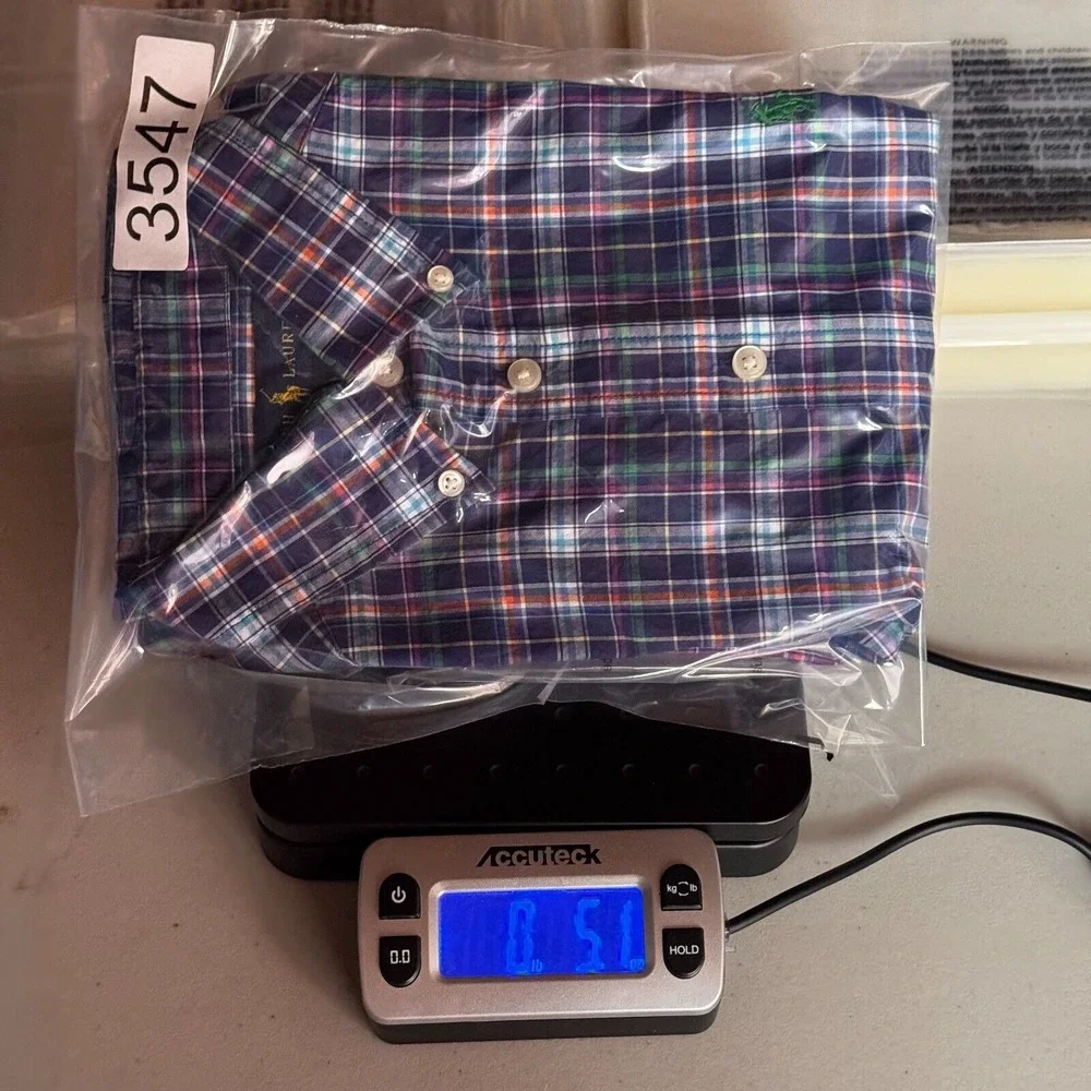 Ralph Lauren Button Down Shirt Youth Boys Medium 10-12 Blue Plaid‎ Pony Casual